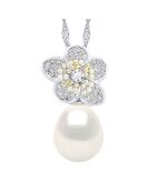 Collier en Argent & Perle de Culture d'Eau Douce Poire blanche 9-10 mm