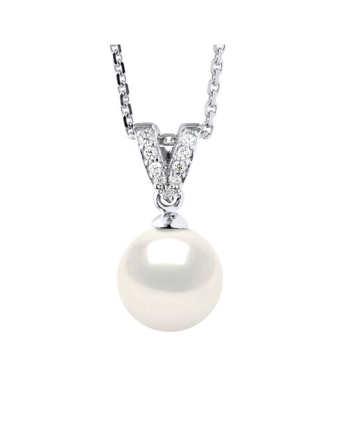 Prestige Halskette mit Süßwasser-Zuchtperlen aus Silber und Weiß, 9-10 mm