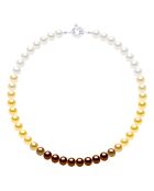 Collier en Argent & Perles de Culture d'Eau Douce et Rondes multicolores  8-9 mm