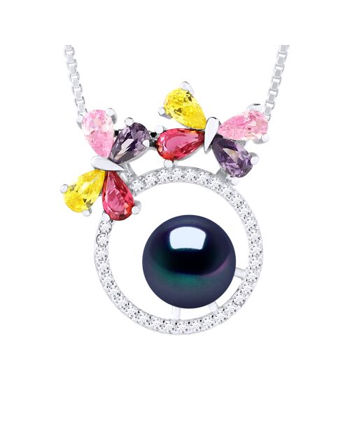 Collier Flower Argent & Véritable Perle de Culture d'Eau Douce Bouton 9-10 mm