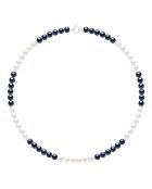 Collier Rang en Véritables Perles de Culture d'Eau Douce Rondes blanc/noir