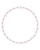 Collier en Argent & Perles de Culture d'Eau Douce et Semi Rondes rose/blanc 6-7 mm