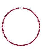 Collier en Argent & Perles de Culture d'Eau Douce Rondes rouges 6-7 mm