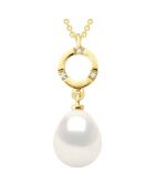 Collier Joaillerie en Or Jaune, Diamant & Perle de Culture d'Eau Douce Poire blanche 9-10 mm