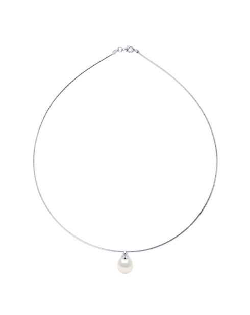 Collier Semi Rigide en Argent & Perle de Culture d'Eau Douce Poire blanche 10-11 mm