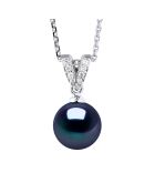 Collier Prestige en Argent & Perle de Culture d'Eau Douce Ronde noire 9-10 - mm