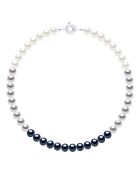 Collier en Argent & Perles de Culture d'Eau Douce Rondes multicolores 8-9 mm