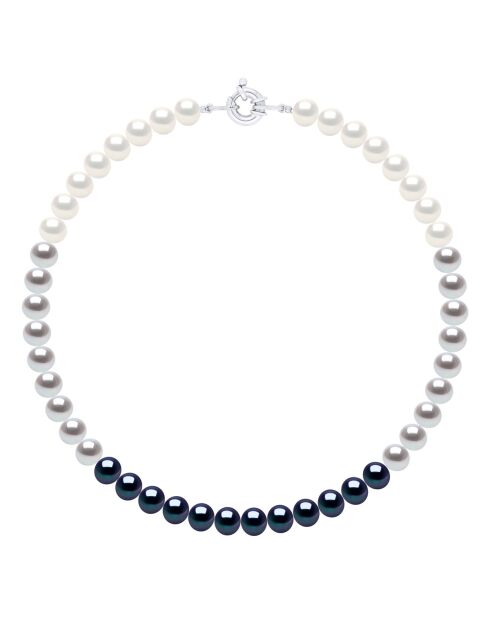 Collier en Argent & Perles de Culture d'Eau Douce Rondes multicolores 8-9 mm