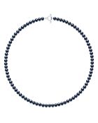 Collier en Argent & Perles de Culture d'Eau Douce et Semi Rondes noires 6-7 mm