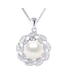 Collier en Argent & Perle de Culture d'Eau Douce Bouton blanche 9-10 - mm