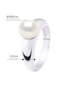 Bague Jonc Or Blanc & Perle de Culture d'Eau Douce Ronde blanche