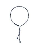 Collier Cravate en Argent & Perles de Culture d'Eau Douce Grain de Riz noires 5 mm