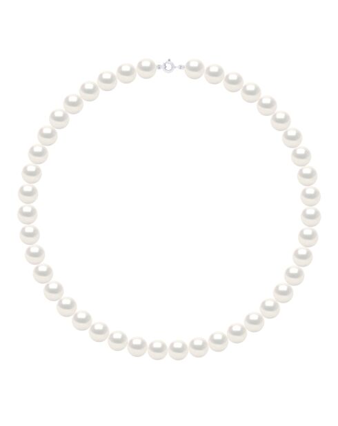 Choker en Or Blanc Perles de Culture d'Eau Douce Rondes blanches