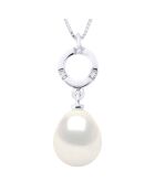 Collier Joaillerie en Or Blanc, Diamant & Perle de Culture d'Eau Douce Poire blanche 9-10 mm
