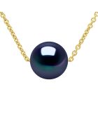 Collier Argent Plaqué Or & Véritable Perle de Culture d'Eau Douce Ronde 8-9 mm