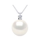 Collier Joaillerie en Or Blanc, Diamants & Perle de Culture d'Eau Douce Ronde blanche 10-11 mm