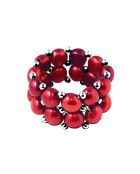 Bague 2 Rangs en Perles d'Eau Douce rouges - 4 mm