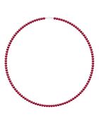 Collier en Argent & Perles de Culture d'Eau Douce Semi Rondes rouges 6-7 mm