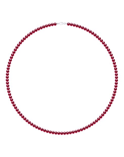 Collier en Argent & Perles de Culture d'Eau Douce Semi Rondes rouges 6-7 mm
