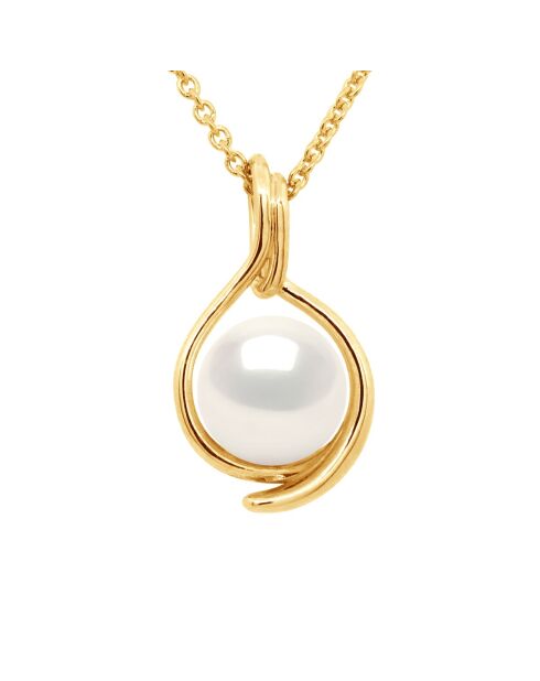 Pendentif Recto Verso Or Jaune & Perle de Culture d'Eau Douce Ronde blanche