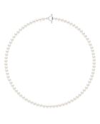 Collier en Argent & Perles de Culture d'Eau Douce Semi-Rondes blanches 6-7 mm