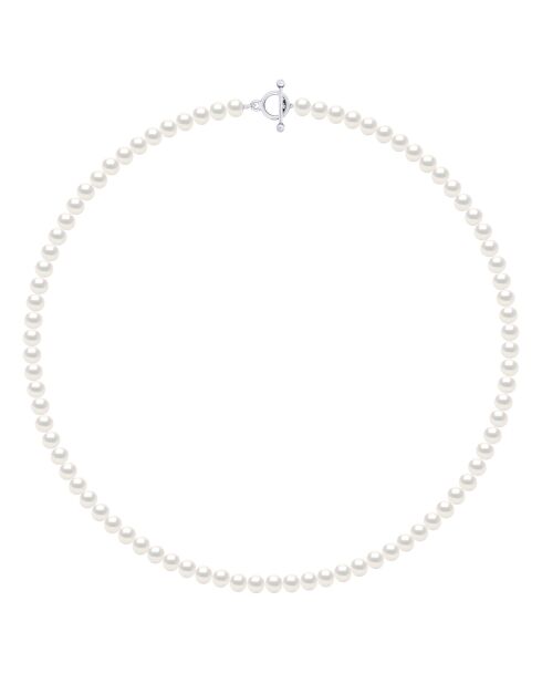 Collier en Argent & Perles de Culture d'Eau Douce Semi-Rondes blanches 6-7 mm