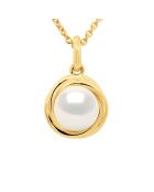 Pendentif Double Noeud Or Jaune & Perle de Culture d'Eau Douce Ronde blanche