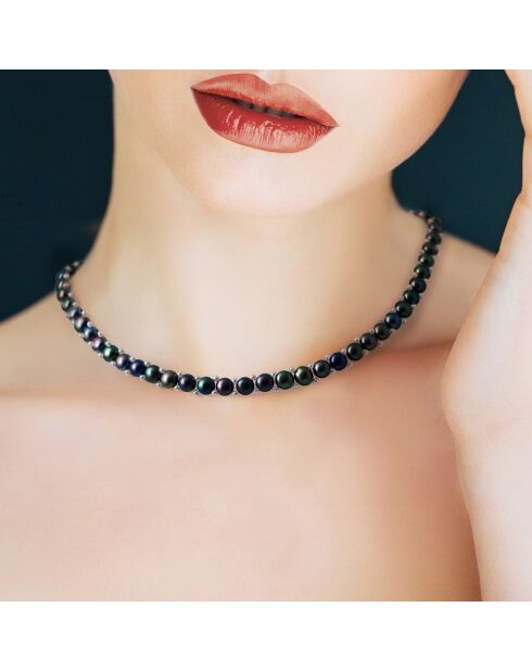 1-reihige schwarze Süßwasserperlenkette