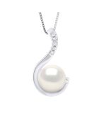 Pendentif Joaillerie Or Blanc, Diamants 0,06 Cts &  Perle de Culture d'Eau Douce blanche
