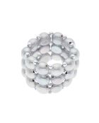 Bague 3 Rangs en Perles d'Eau Douce grises - 4 mm