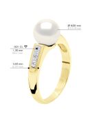 Bague Joaillerie en Or Jaune, Diamant & Perle de Culture d'Eau Douce Ronde blanche 8-9 mm
