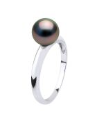 Bague Jonc Véritable Perle de Culture de Tahiti Ronde peacock