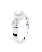 Pave armband, zilveroxide en echte gekweekte parel, 9-10 mm, knoop
