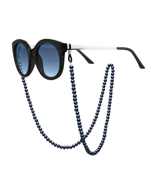 Chaîne de lunettes Perles de culture d'Eau Douce Semi Rondes noires
