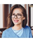 Chaîne de lunettes Perles de culture d'Eau Douce Semi Rondes noires