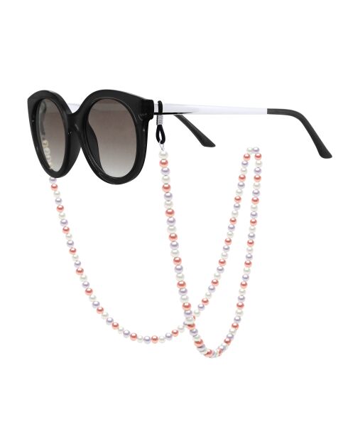 Chaîne de lunettes Perles de culture d'Eau Douce Semi Rondes-Rondes multicolores