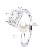 Bague ajustable en Argent & Perle de Culture d'Eau Douce Bouton blanche 5-6 mm