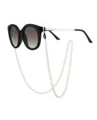 Chaîne de lunettes Perles de culture d'Eau Douce Semi Rondes-Rondes blanches