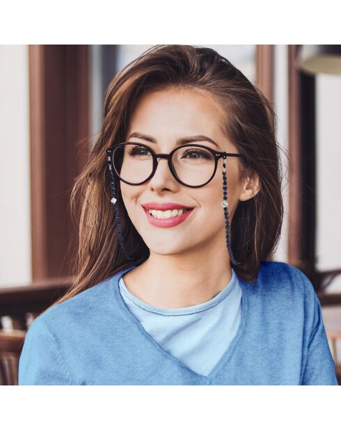 Chaîne de lunettes Perles de culture d'Eau Douce Baroques noires