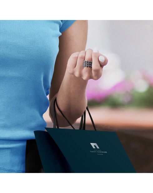 Bague 3 Rangs Perles d'Eau Douce noires