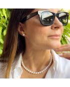 Parure Collier & Boucles d'Oreilles Or Jaune Perles de Culture d'Eau Douce Rondes blanches