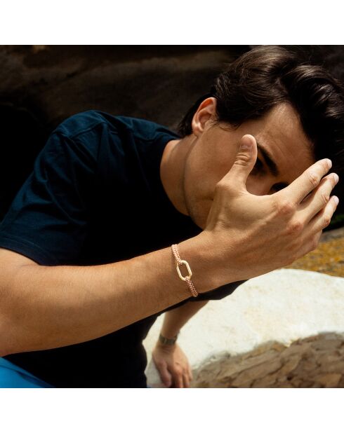 Rivoli vergulde koper/beige schakelarmband