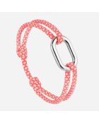 Tangon Gliederarmband in Neonorange/Weiß versilbert