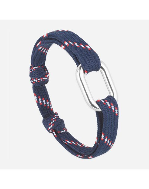 Marineblauw/rood/wit verzilverde Tilla Link-armband