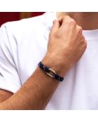 Marineblauw/rood/wit verzilverde Tilla Link-armband