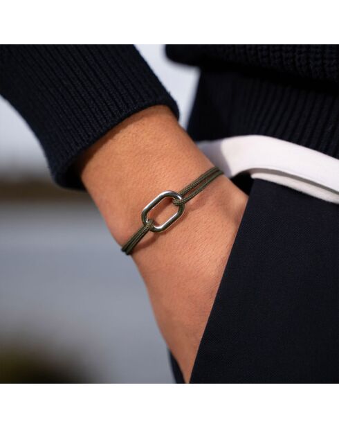 Kaki verzilverde Traille schakelarmband