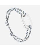 Brazalete de eslabones planos Bosse bañado en plata azul marino/beige