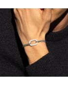 Brazalete de eslabones planos Bosse bañado en plata azul marino/beige