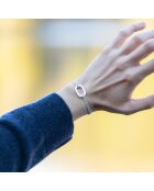 Brazalete de eslabones planos Bosse bañado en plata azul marino/beige