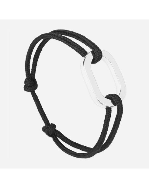 Rotes Flachglieder-Armband, versilbert, schwarz